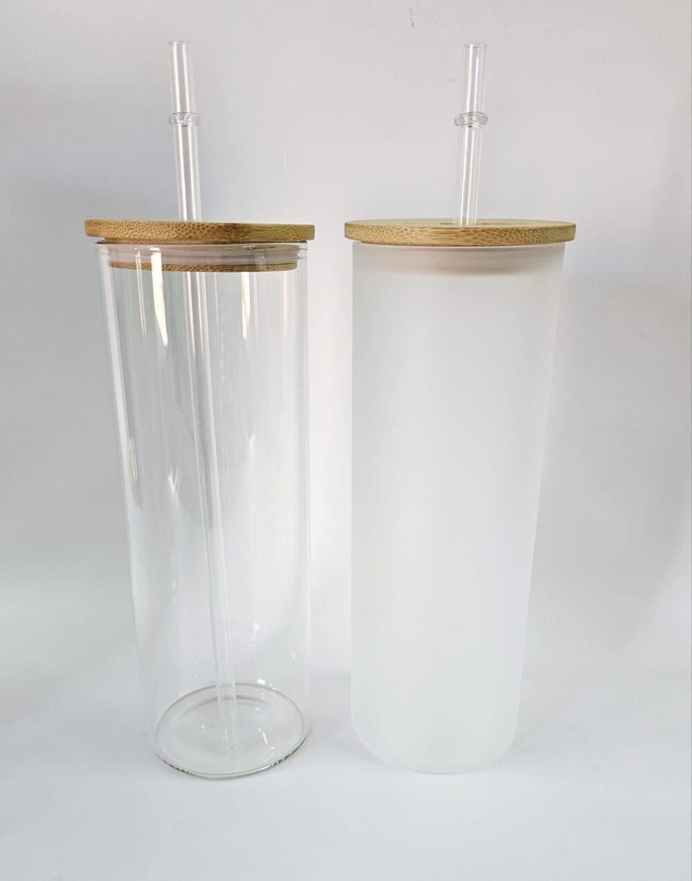 25OZ Group Glass Tumblers Sublimation Blanks : 25oz Glass Libbey Tumblers with Bamboo Lids (Clear or Frosted)