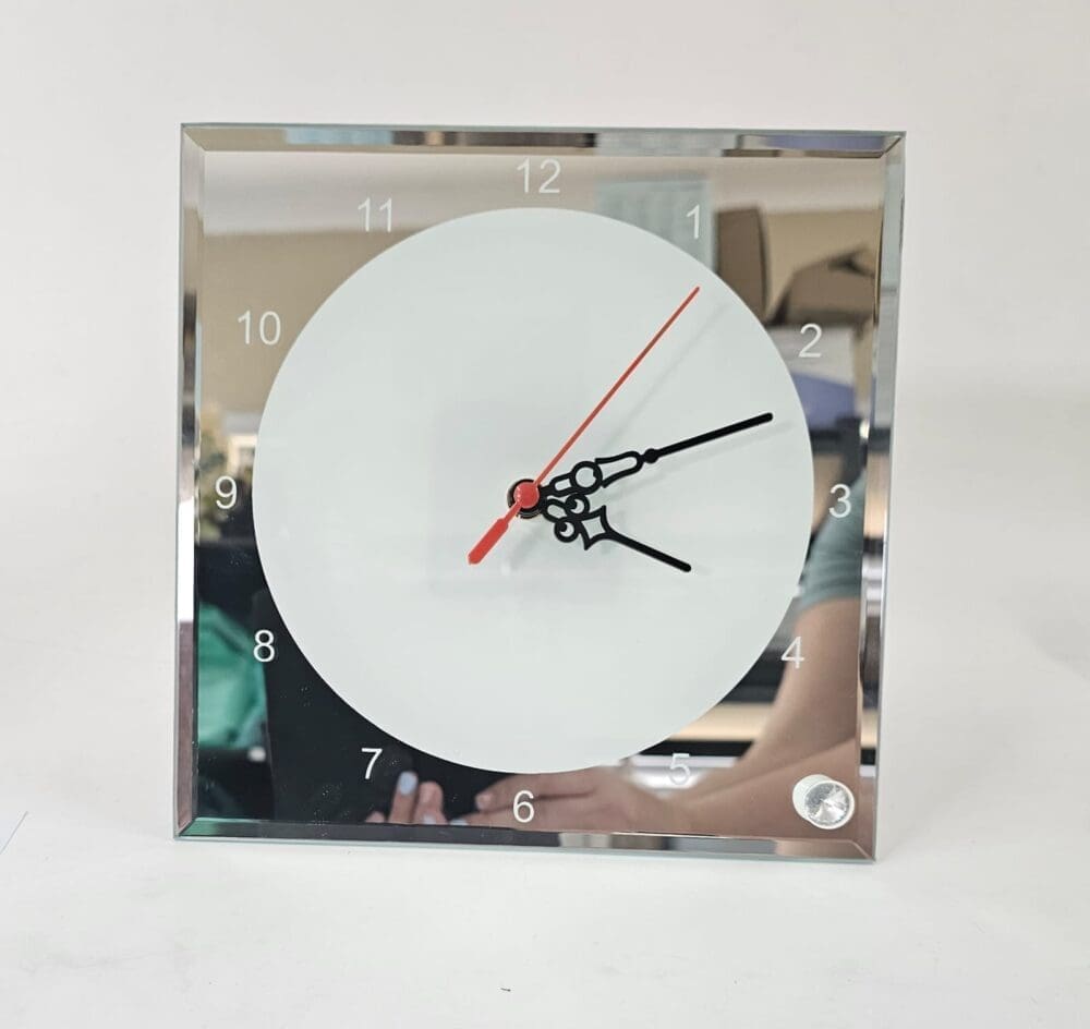 Sublimation Blanks : Glass, Mirror Square Clock (With Numbers)