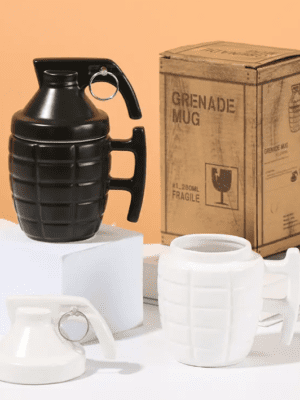 Limited Edition :  Novelty 12oz Black Ceramic Grenade Mugs With Lid