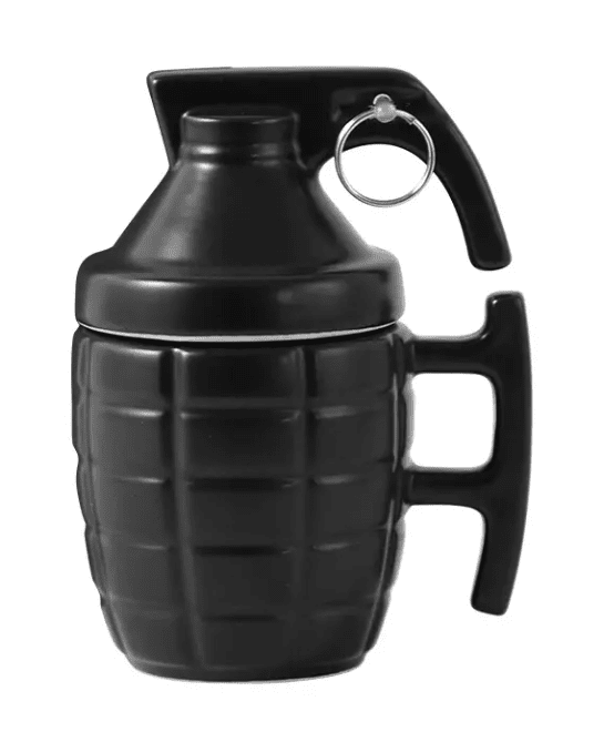 Limited Edition :  Novelty 12oz Black Ceramic Grenade Mugs With Lid