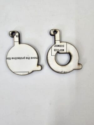 Laser Sublimation Blanks : Super Glossy 3mm Single or Double Sided Sublimation MDF Wheelchair Keychain + 30mm Split Keyring