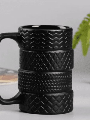 Limited Edition :  Novelty Ceramic Black Matte Car Tire Mug