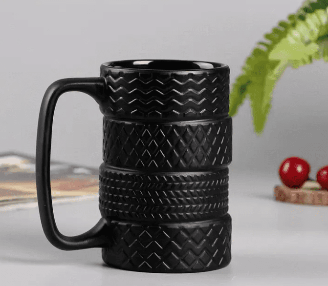 Limited Edition :  Novelty Ceramic Black Matte Car Tire Mug