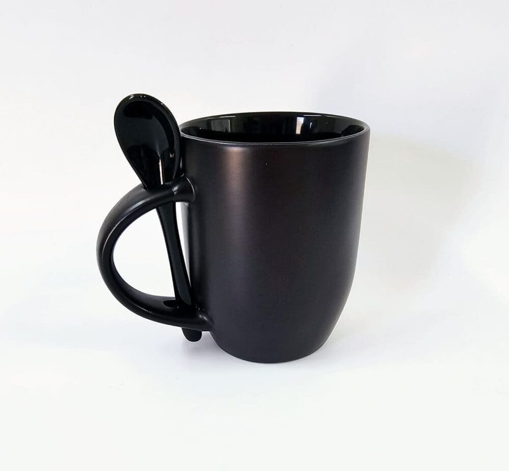 11oz Black Mug with spoon Sublimation Blanks : Sublimation 11oz Matte Black Magic Mug and Spoon Set (For Sublimation) (TTX)