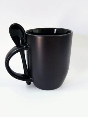 11oz Black Mug with spoon Sublimation Blanks : Sublimation 11oz Matte Black Magic Mug and Spoon Set (For Sublimation) (TTX)
