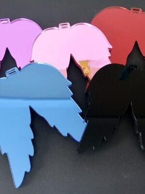 Laser Acrylic Shapes : MIRROR Acrylic Christmas Tree Shapes : Angel Wings Small/Large (3mm) [Black, Purple, Pink, Red, Blue]