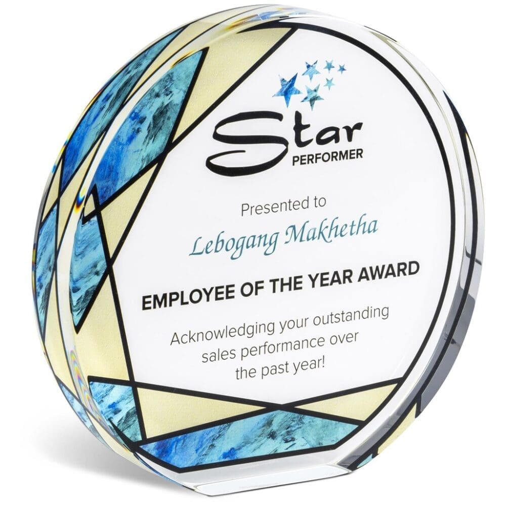Award/Trophy : Blank 3cm thick Standing Circular Glass Award (AWARD-105)