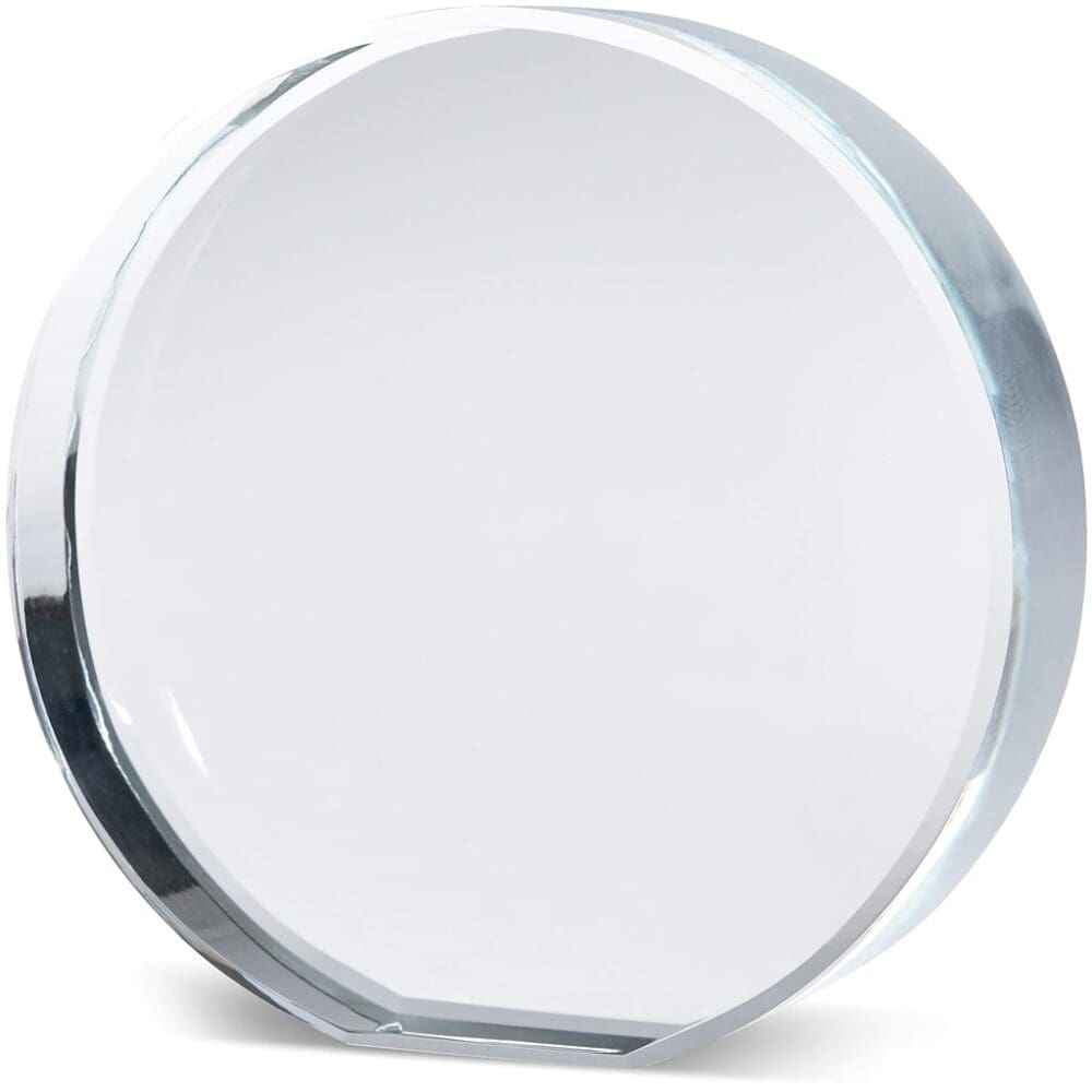 Award/Trophy : Blank, 2cm thick Standing Mini Circular Glass Award (AWARD-1400-T)
