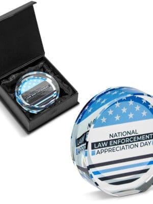 Award/Trophy : UV Direct Print 2cm thick Standing Mini Circular Glass Award (AWARD-1400-T)