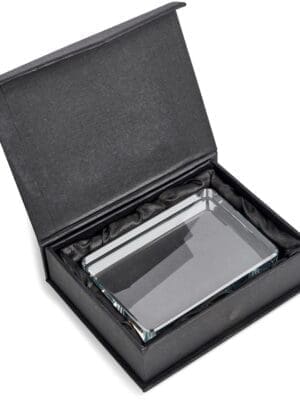Award/Trophy : UV Direct Print, 2cm thick Standing Mini Curved Rectangle Glass Award (AWARD-1405)