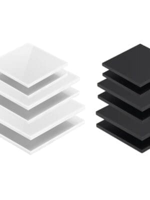 Laser Acrylic Blanks : BLACK & WHITE Various SQUARE 10, 12, 15, 18, 20, 25 & 30cm in 3mm & 5mm