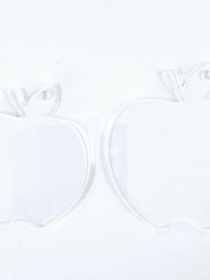 Teacher Apple Laser Acrylic Shapes : CLEAR Apple Acrylic, Disc + 30mm Silver Split Keyring (1.5, 2, 3 & 5mm)