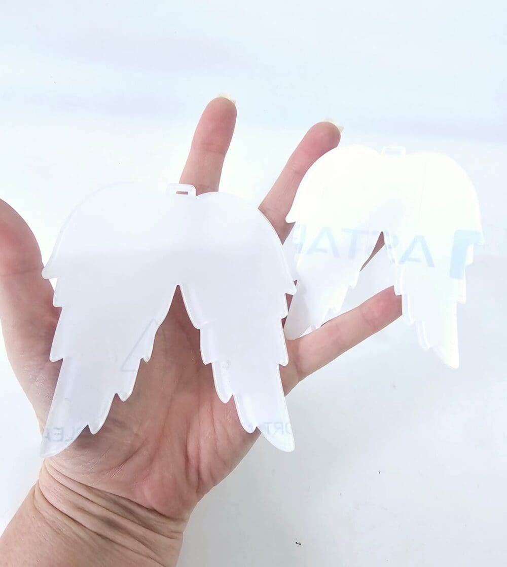 Laser Sublimation Blanks : Subli-Acyrlic (with white coating) Christmas Tree Shapes : Angel Wings Small/Large (3 and 4mm)