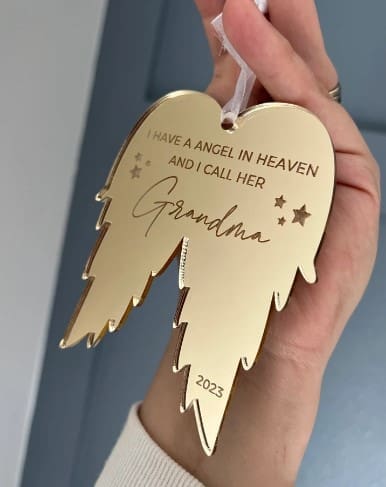 Laser Acrylic Shapes : MIRROR Acrylic Christmas Tree Shapes : Angel Wings Small/Large (2 & 3mm) [Gold, Rose Gold, Bronze, Silver]