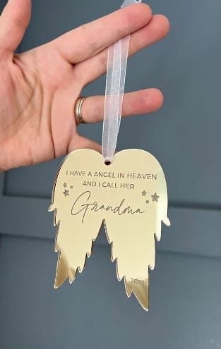Laser Acrylic Shapes : MIRROR Acrylic Christmas Tree Shapes : Angel Wings Small/Large (2 & 3mm) [Gold, Rose Gold, Bronze, Silver]
