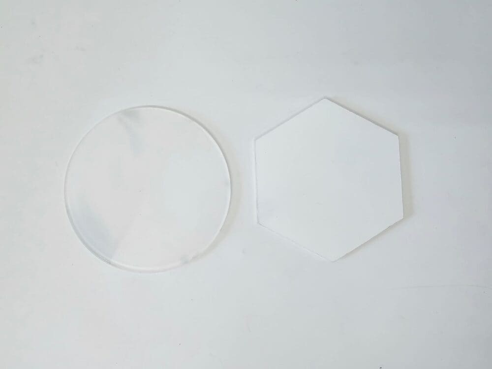 mile stones Laser Sublimation Blanks : 3 or 4mm Subli-Acrylic Milestones (Circle & Hexagon)