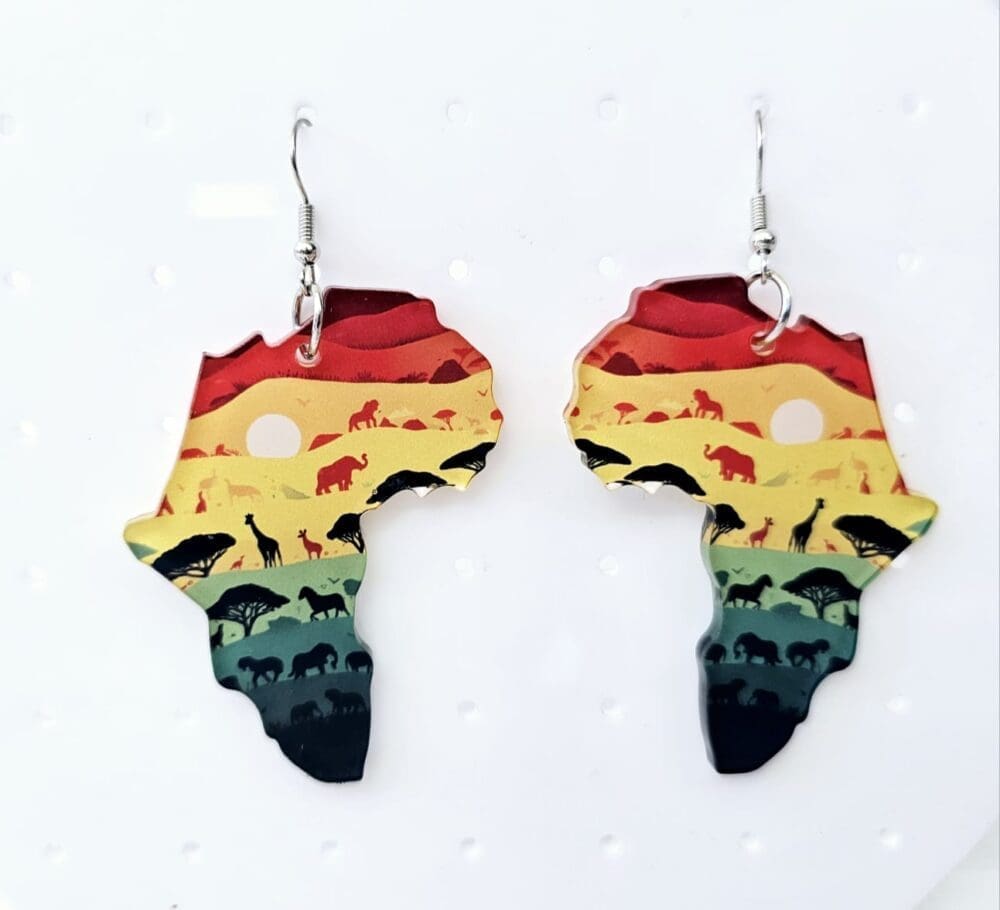 Africa earrings EARR9b Laser Acrylic Shapes : (EARR9) 3mm Blank Subli Acrylic Africa Earrings + attachments