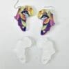 Africa with heart earrings EARR10a Laser Acrylic Shapes : (EARR10) 3mm Blank Subli Acrylic Africa with Heart Earrings + attachments