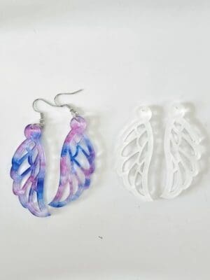 Laser Sublimation Blanks : (EARR4) 3mm Blank Subli Acrylic Angel Winged Earrings + attachments