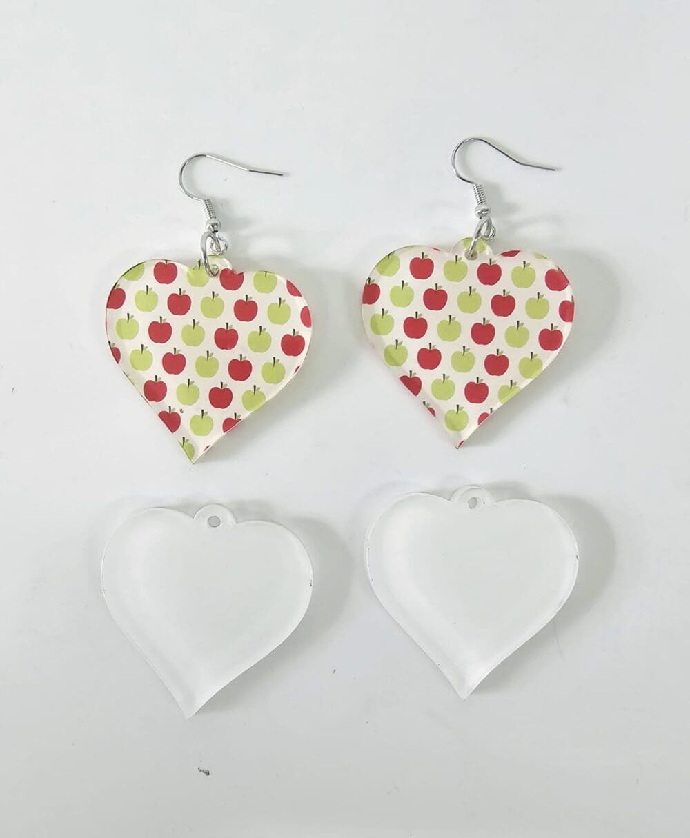 Heart earrings EARR11a Laser Sublimation Blanks : (EARR11) 3mm Blank Subli Acrylic Africa Earrings + attachments