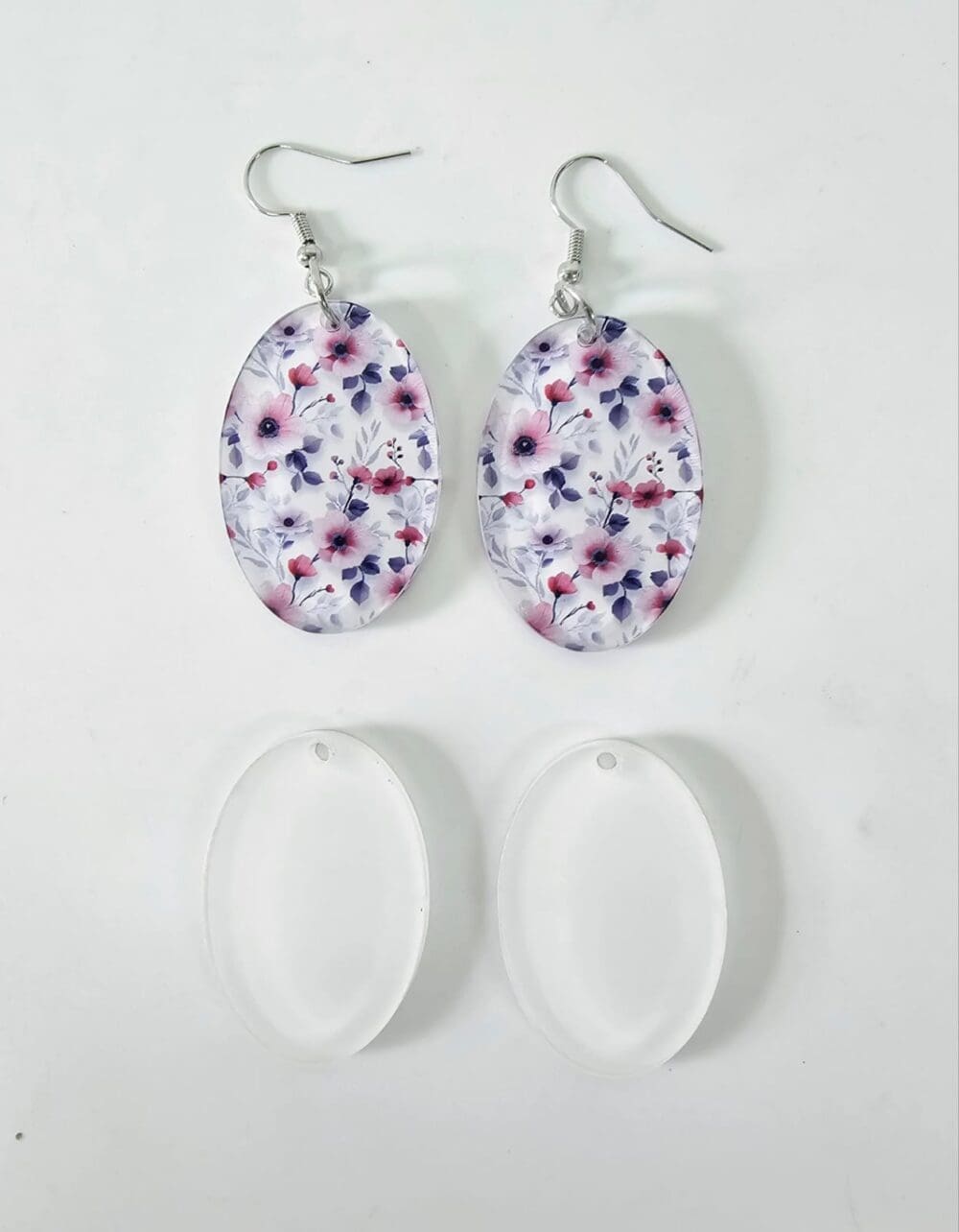 Laser Sublimation Blanks : (EARR3) 3mm Blank Subli Acrylic Oval Earrings + attachments