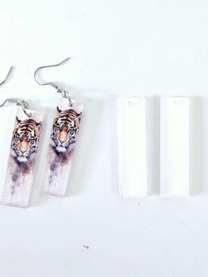 Laser Sublimation Blanks : (EARR6) 3mm Blank Subli Acrylic Rectangle Long Earrings + attachments