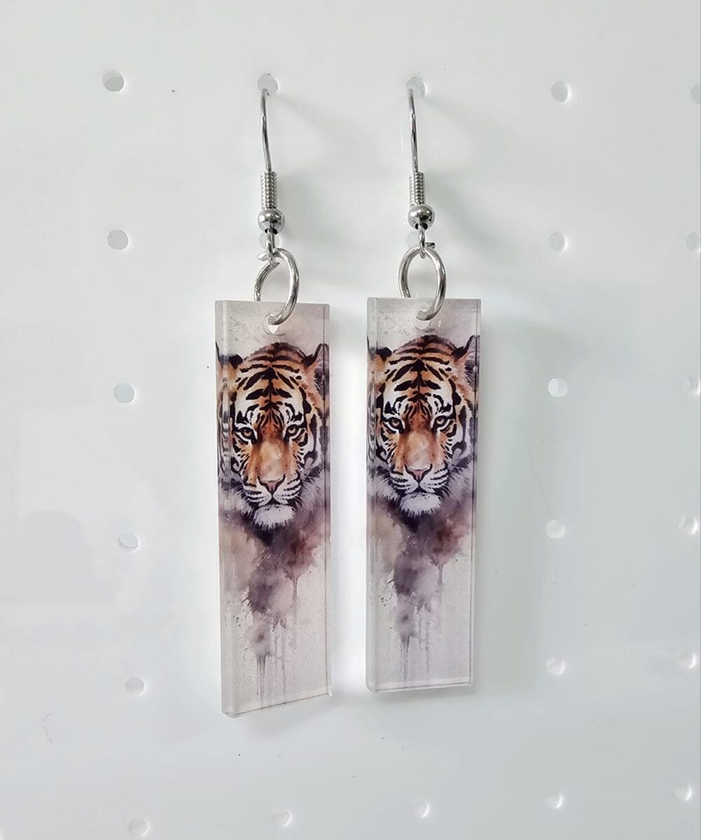 Laser Sublimation Blanks : (EARR6) 3mm Blank Subli Acrylic Rectangle Long Earrings + attachments