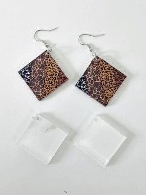 Laser Sublimation Blanks : (EARR8) 3mm Blank Subli Acrylic Square Angled Earrings + attachments