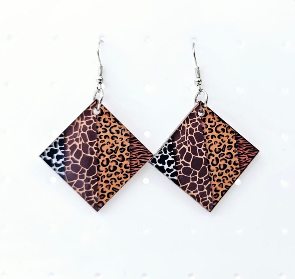Laser Sublimation Blanks : (EARR8) 3mm Blank Subli Acrylic Square Angled Earrings + attachments