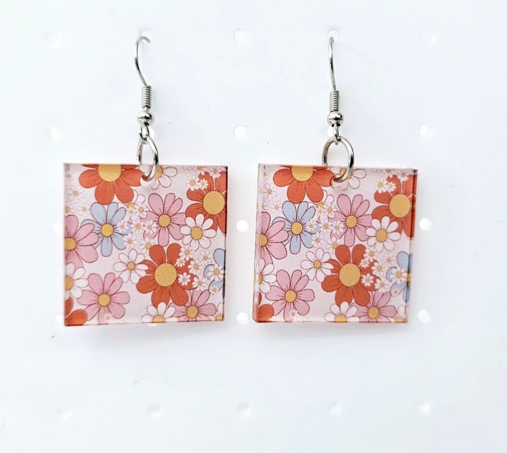 Laser Acrylic Shapes : (EARR7) 3mm Blank Subli Acrylic Square Earrings + attachments