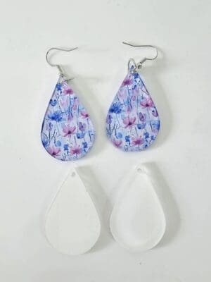 Laser Sublimation Blanks : (EARR1) 3mm Blank Subli Acrylic Tear Drop Earrings + attachments