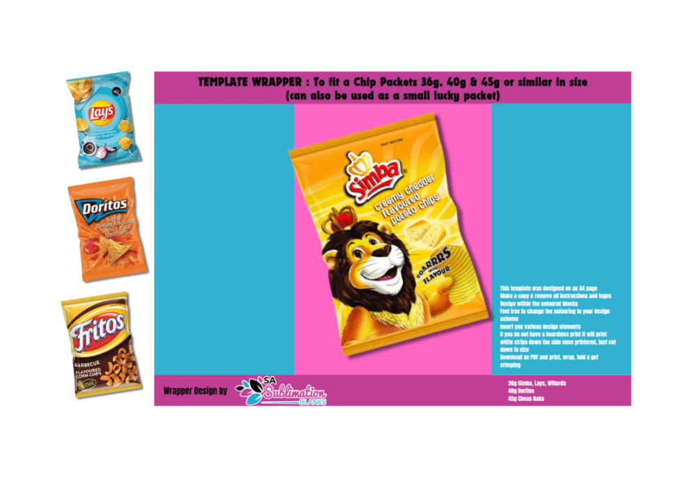 Design Corner : Template for Small A5 Chip or Lucky Packet (for Canva or PDF Download)