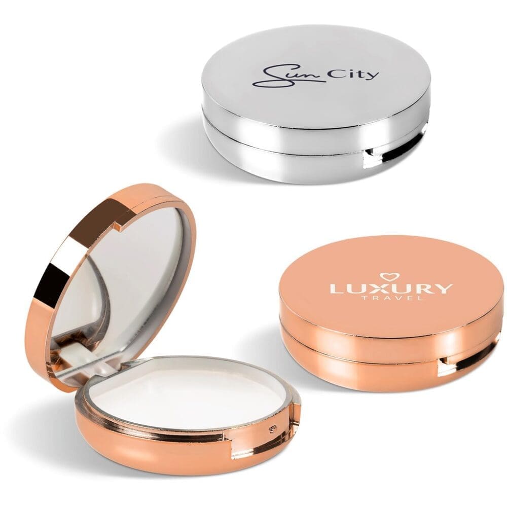 Vinyl & UV Stickers : Glamorous 2-in-1 Lip Balm and Mirror Set (Silver & Rose Gold)(AMD)(HWB-9910)