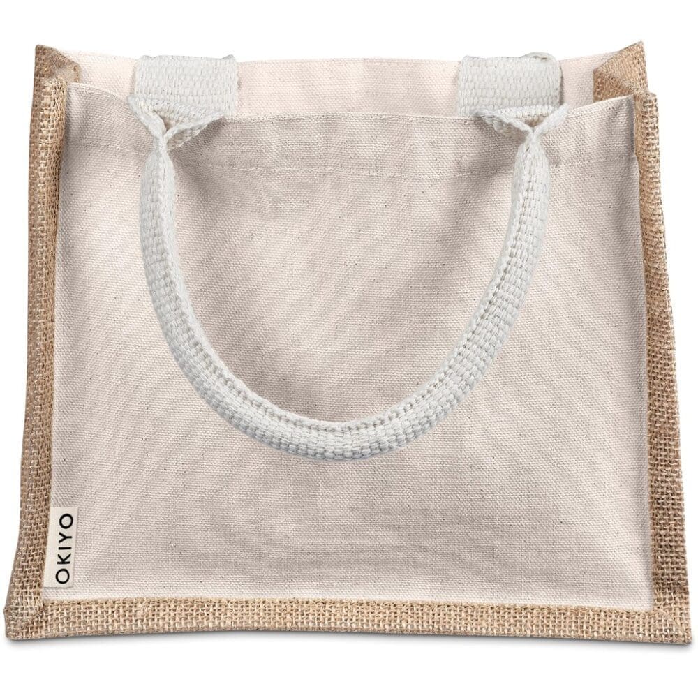 Okiyo Chinsai Mini Jute & Cotton Gift Bag Front Sublimation Blanks : Okiyo Chinsai Mini Jute & Cotton Gift Bag (AMD)(BG-OK-485)