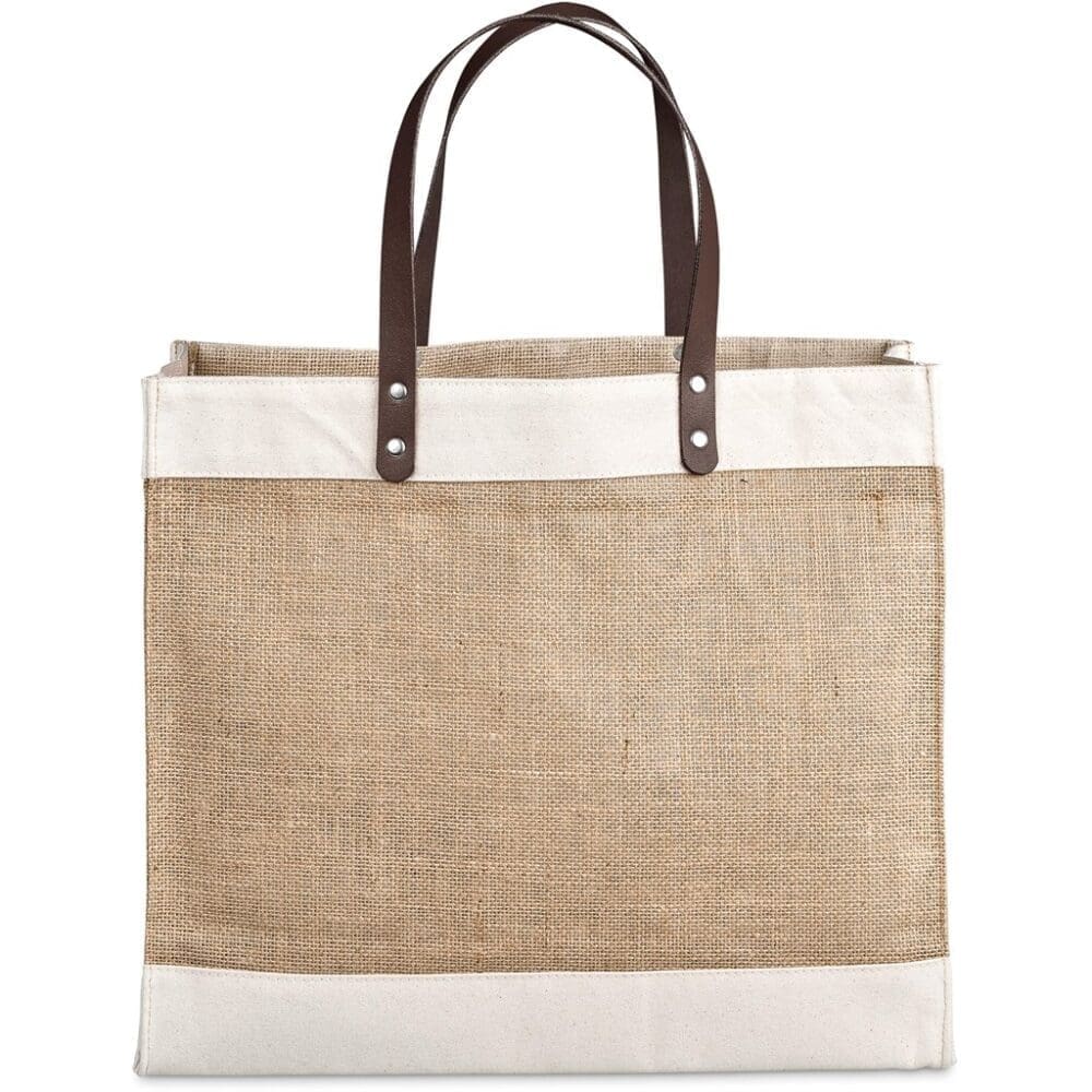 Corporate : Okiyo Reza Jute & Cotton Tote with Leather Handles (AMD)(BG-OK-481)