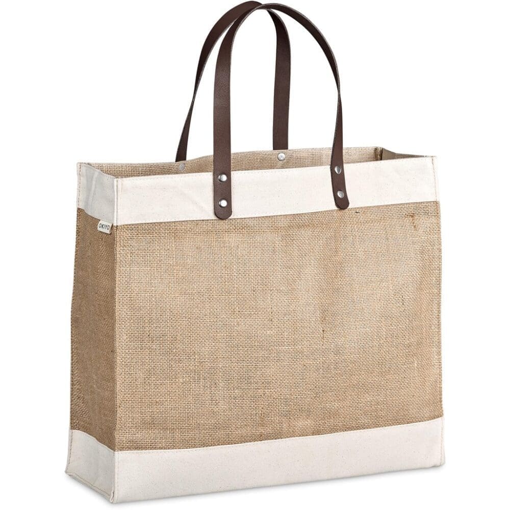 Corporate : Okiyo Reza Jute & Cotton Tote with Leather Handles (AMD)(BG-OK-481)