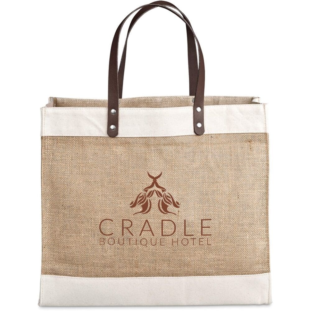 Corporate : Okiyo Reza Jute & Cotton Tote with Leather Handles (AMD)(BG-OK-481)