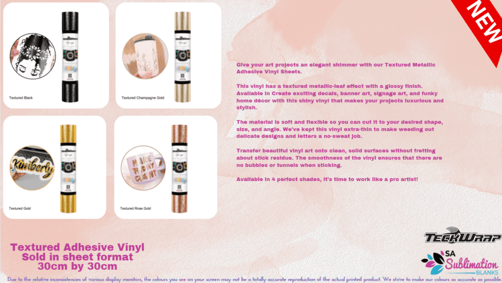 Teckwrap : Textured Adhesive Range (30 by 30cm)