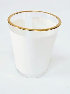 Sublimation Blanks : 1.5oz Shot Glass With White Patch & Gold Rim (TTX)