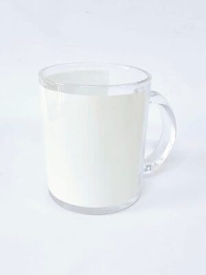 11oz Glass Mug with Patch Front view Sublimation Blanks : 11oz Plain Glass Patch Mug