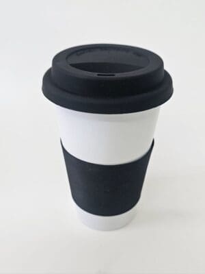 15oz Ceramic Mug Front Sublimation Blanks : 15oz Ceramic Latte Mug (With Silicone Black Lid) (TTX)