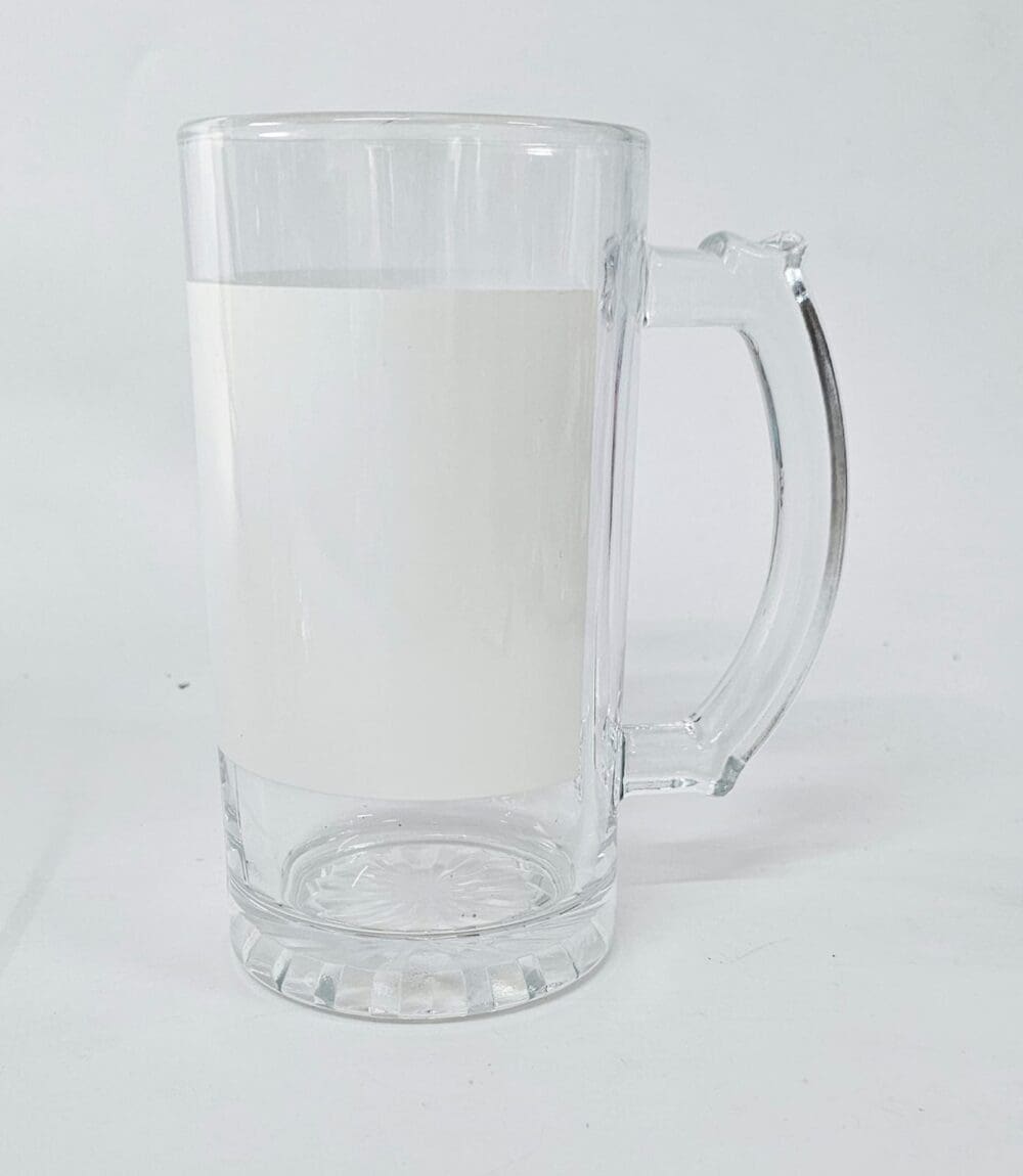 Sublimation Blanks : 16oz White Patch Glass Beer Mug (TTX)