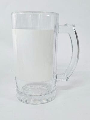 16oz Beer Glass with patch Sublimation Blanks : 16oz White Patch Glass Beer Mug (TTX)