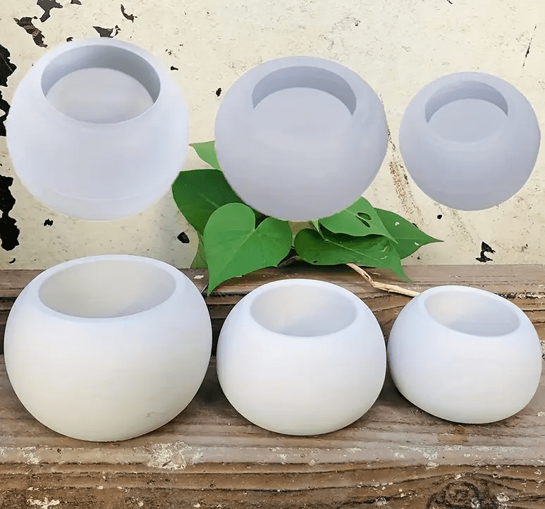 Resin & Epoxy : 3 Piece Floral/Pot Plant Silicone Mould (3 Sizes) [Code TU184_A)