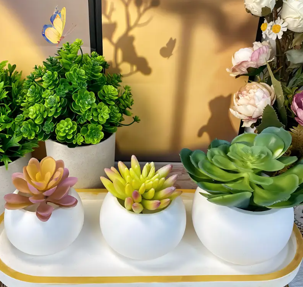 Resin & Epoxy : 3 Piece Floral/Pot Plant Silicone Mould (3 Sizes) [Code TU184_A)