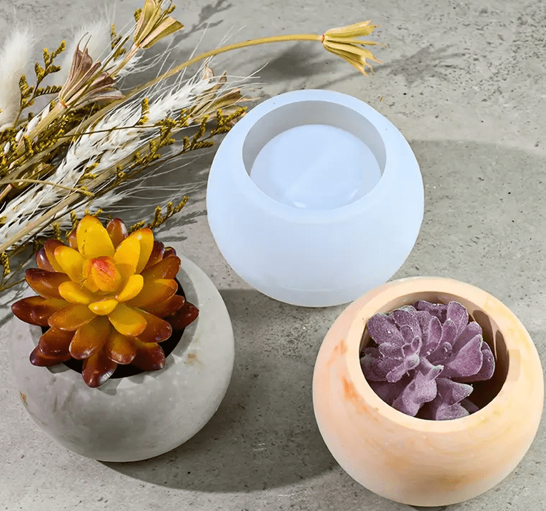 Resin & Epoxy : 3 Piece Floral/Pot Plant Silicone Mould (3 Sizes) [Code TU184_A)