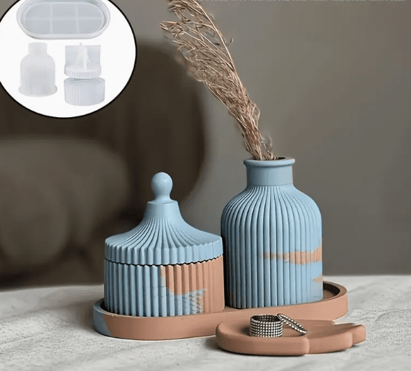 Resin & Epoxy : 4 Piece Tray, Vase & Container Set [Code TU184_B)