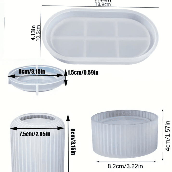 Resin & Epoxy : 4 Piece Tray, Candle Jar & Container [Code TU184_D)