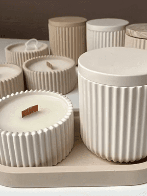 4pcs Silicone Mould Set 5 Resin & Epoxy : 4 Piece Tray, Candle Jar & Container [Code TU184_D)