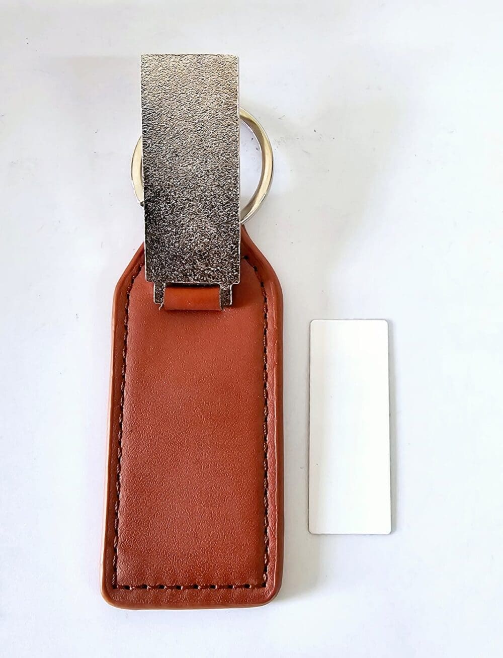 Sublimation Blanks : PU Rectangle Leather Keyring with metal insert (TTX)
